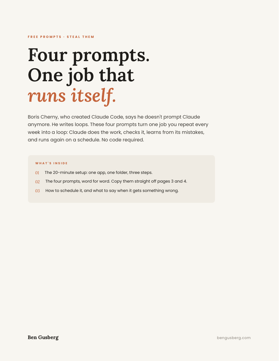 Cover of The Loop Prompts: Four prompts. One job that runs itself.